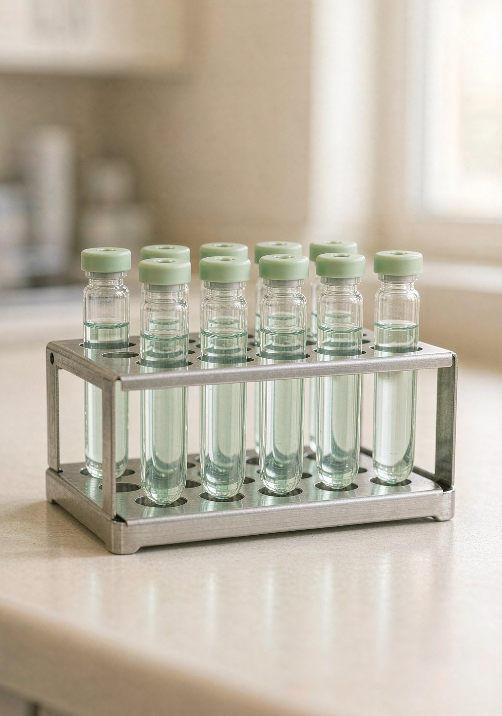 Sample vial rack in a clinical laboratory